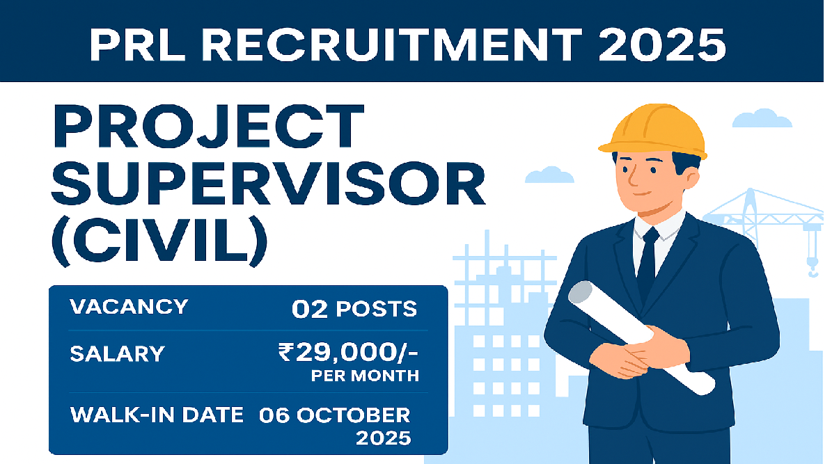 PRL Project Supervisor Civil Recruitment 2025